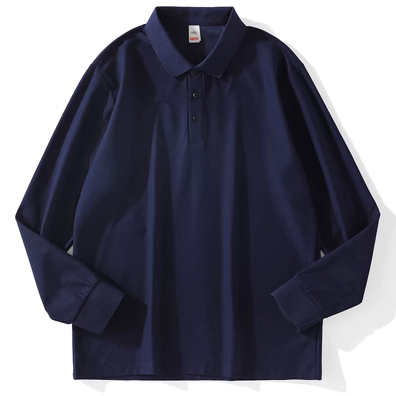 Áo Polo nam Jieyi màu trơn, dáng ôm, thu đông mới, tay dài, mặc đơn, kiểu áo sweatshirt, cổ trụ, đơn giản, thích hợp đi làm