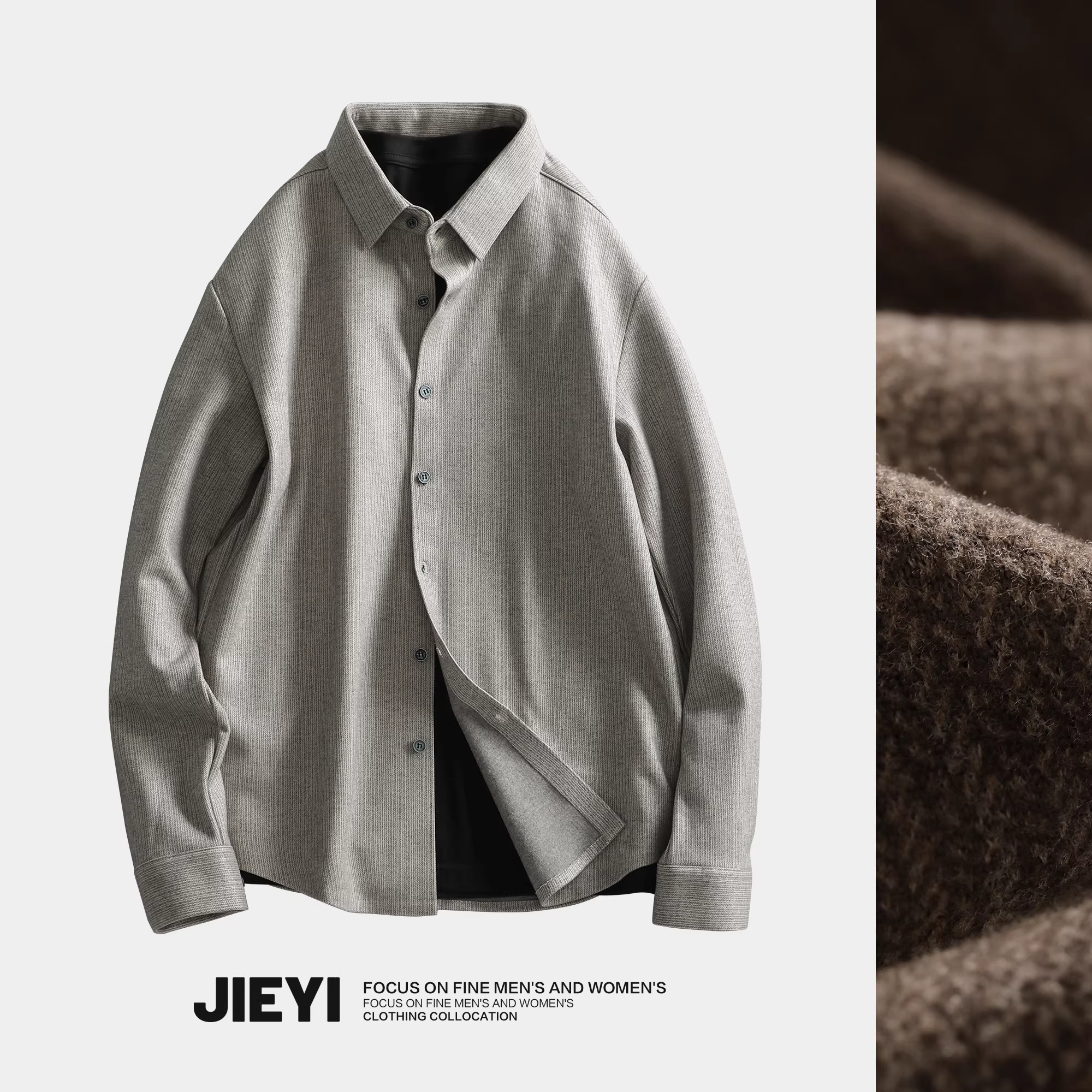 Áo sơ mi nam cổ điển chất liệu vải chải kỹ phong cách retro mùa thu sớm, áo sơ mi dài tay cổ điển kiểu Pháp, áo khoác mỏng thời trang