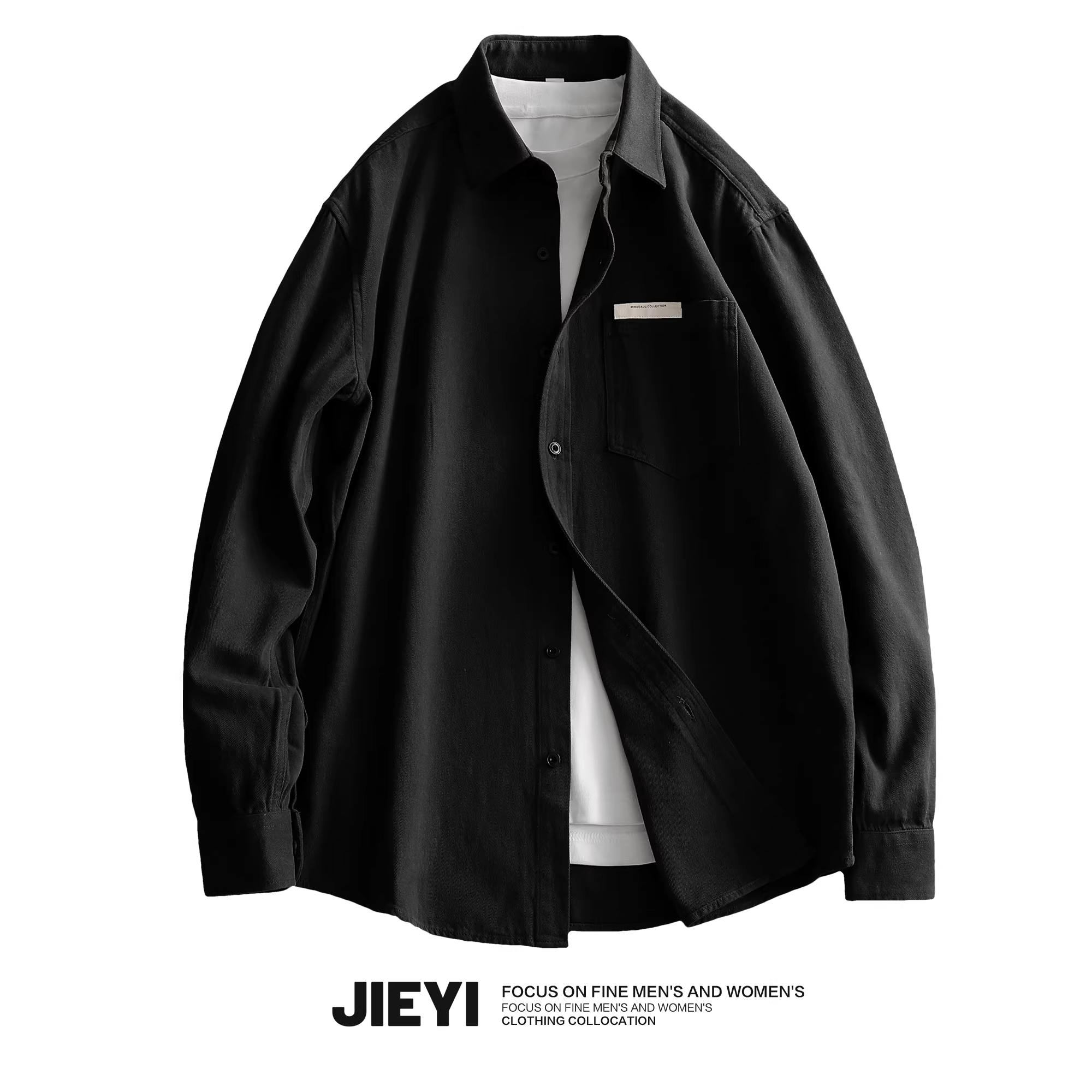 JIEYI Nhiều màu】Áo sơ mi cổ điển thời thượng dành cho nam, màu trơn, phong cách tối giản, thích hợp đi làm, có thể mặc như lớp trong hoặc áo khoác ngoài, áo sơ mi cotton nguyên chất.