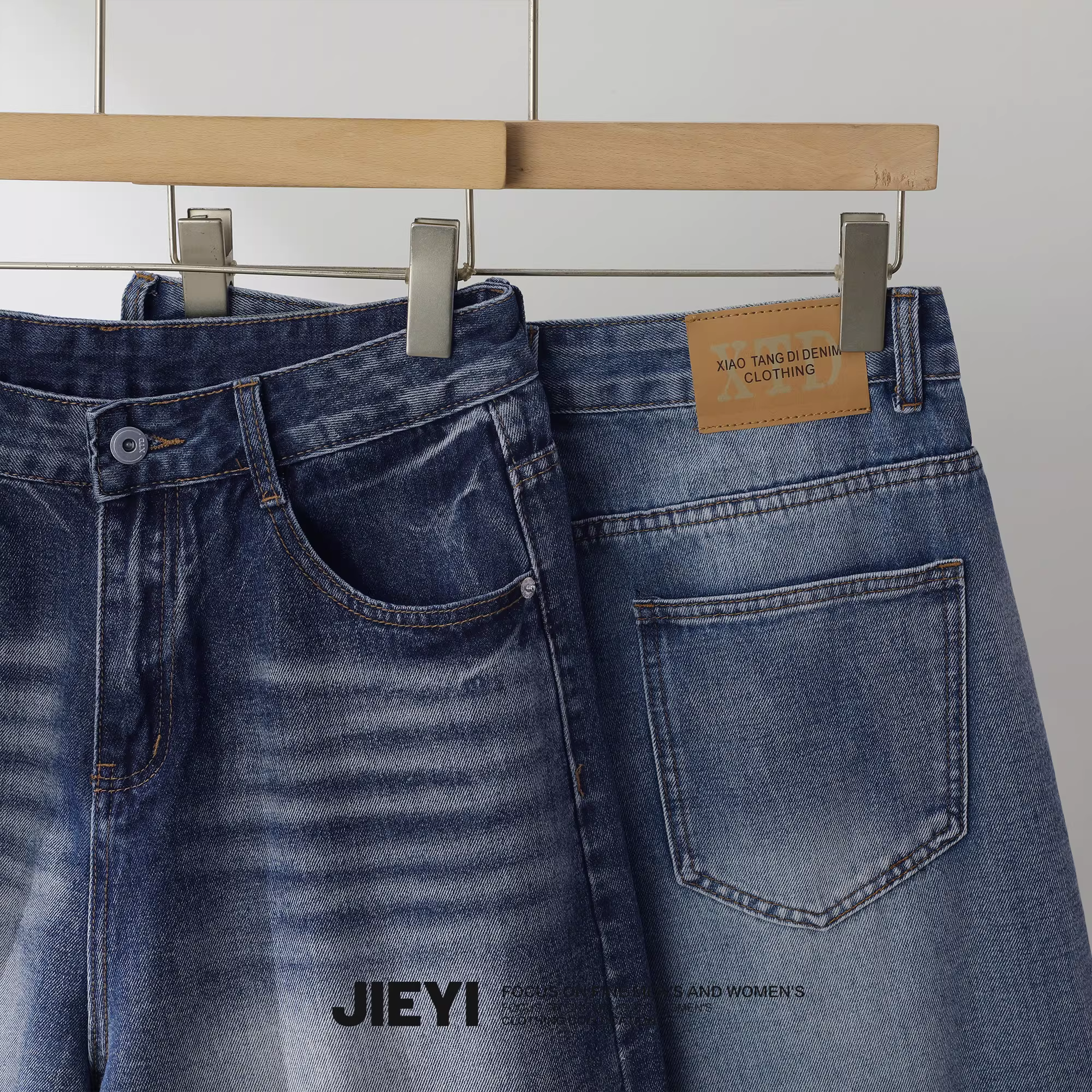 Quần short denim dáng rộng, chất liệu denim đã qua xử lý, phong cách Hàn Quốc thời trang, đa năng, kiểu dáng thẳng, 5 điểm, dành cho nam, mùa hè mới.