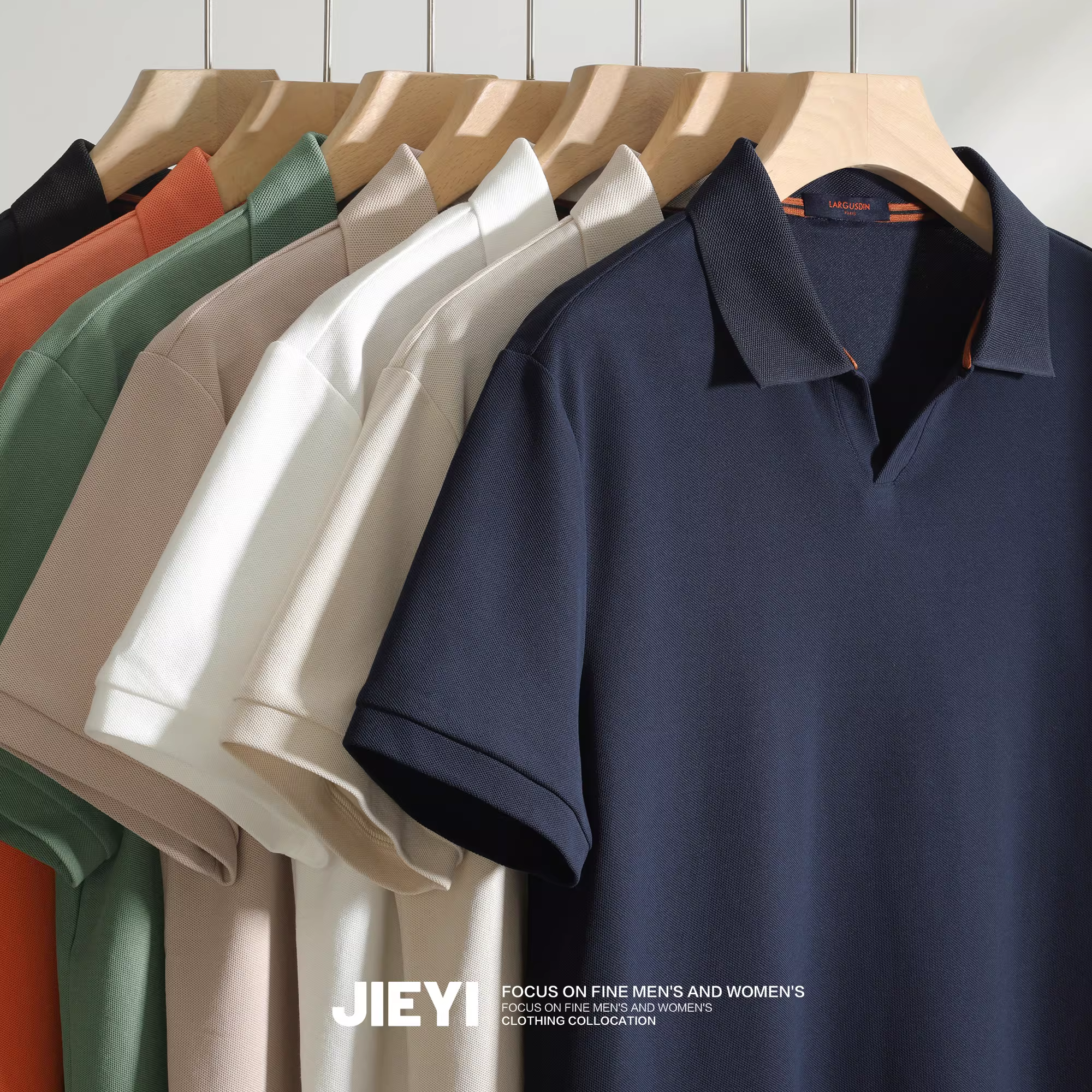 Jieyi [Nhiều tùy chọn màu sắc] Áo sơ mi POLO màu trơn nam phong cách cổ điển sang trọng nhẹ nhàng Áo thun ngắn tay cổ bẻ Áo thun hợp thời trang