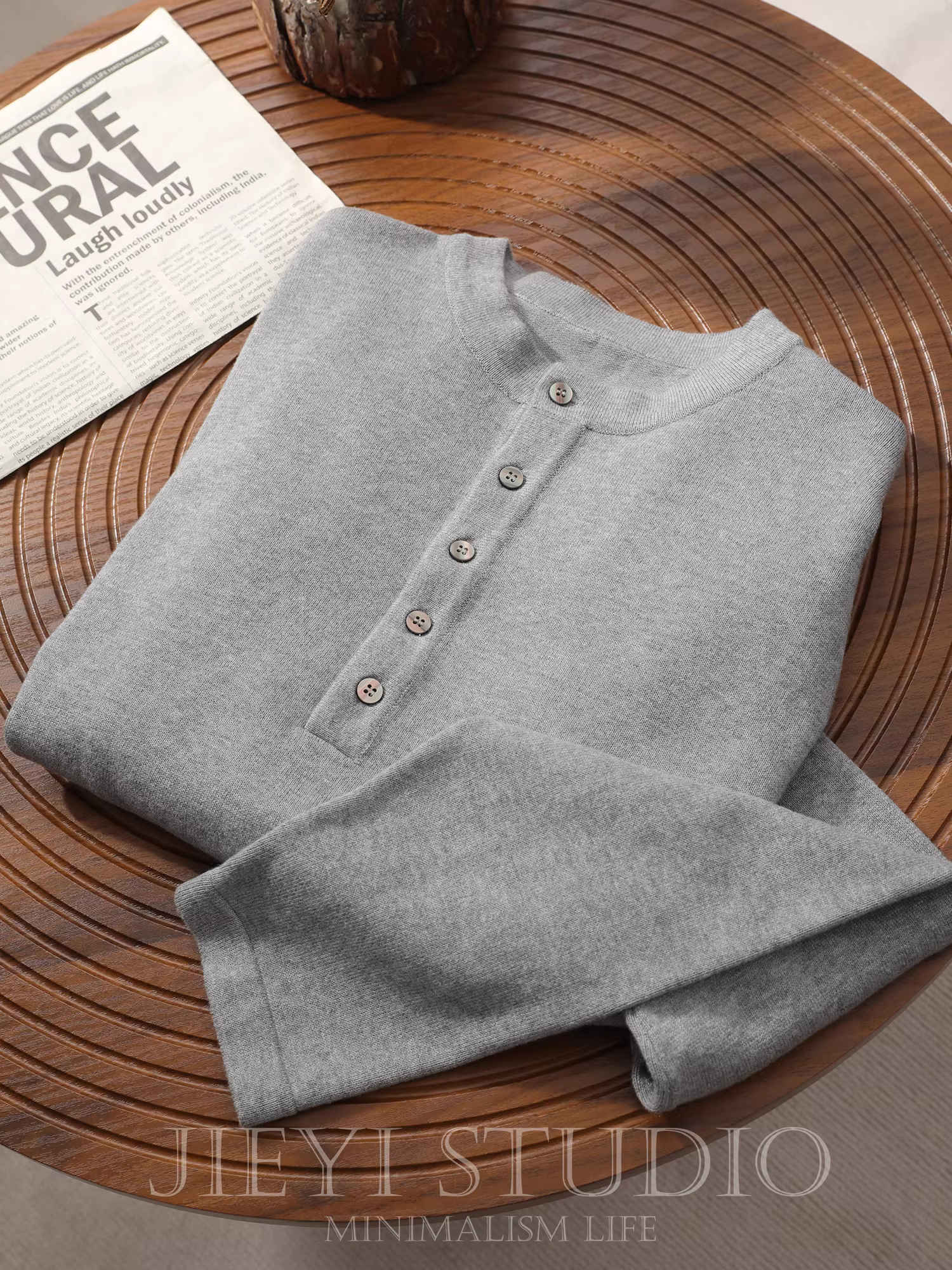 Áo len nam JIEYI màu trơn phong cách cổ điển sang trọng, ấm áp và chống lạnh mùa đông, cổ Henley, kiểu dáng nghệ thuật, hợp thời trang