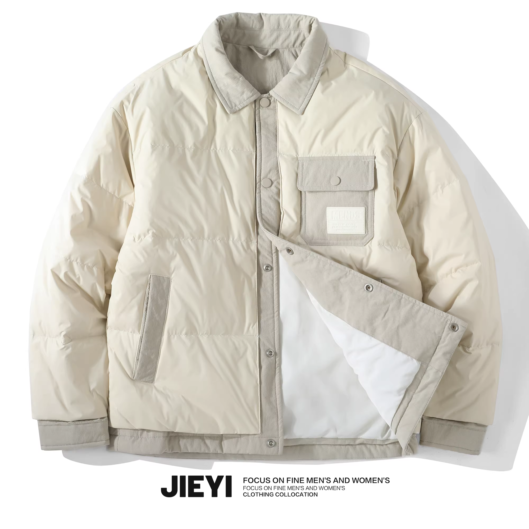 Áo khoác nam giả hai mảnh phối màu thời trang có ve áo, ấm áp, chống gió, sành điệu, nghệ thuật, đẹp trai, kiểu Nhật