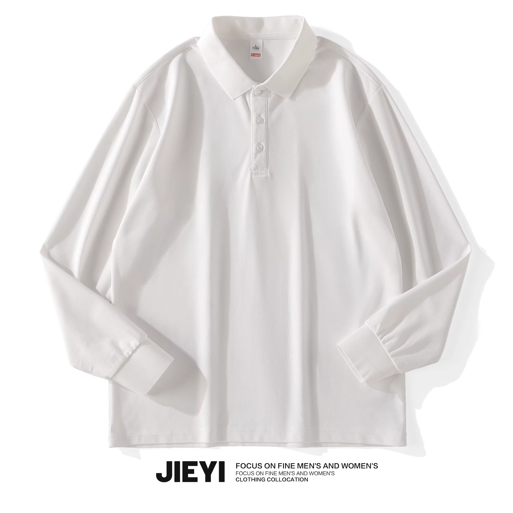 Áo Polo nam Jieyi màu trơn, dáng ôm, thu đông mới, tay dài, mặc đơn, kiểu áo sweatshirt, cổ trụ, đơn giản, thích hợp đi làm