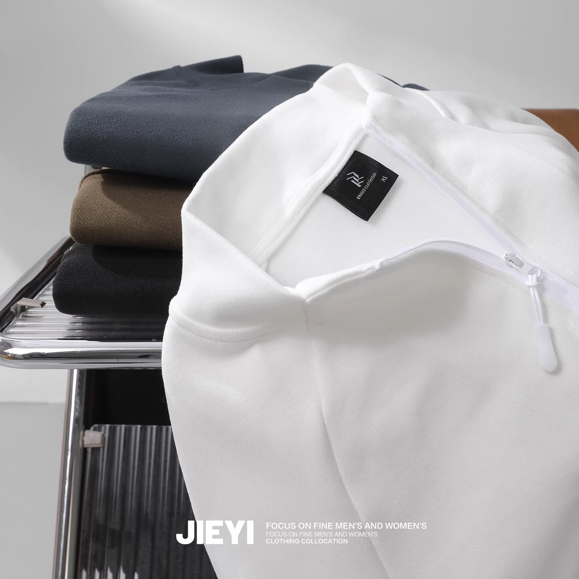 Áo thun cổ cao nửa cổ, chất liệu giữ nhiệt hai lớp, kiểu dáng đơn giản, màu trơn, tay raglan, có khóa kéo nửa thân trên của JIEYI