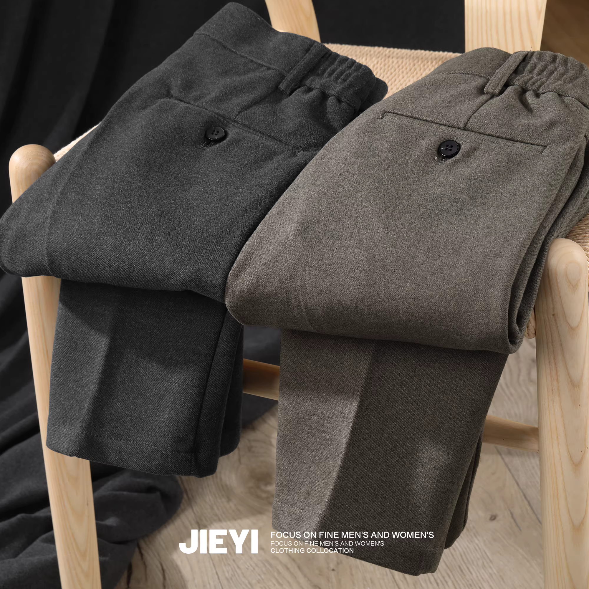 Quần len nam dáng ôm thời trang nghệ thuật màu nâu, phong cách retro mùa thu đông mới, chất liệu dày dặn, kiểu dáng hiện đại.