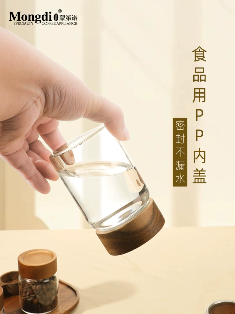 Hũ đựng cà phê Mongdio hũ kín hũ thủy tinh đựng cà phê hộp đựng cà phê gỗ keo hũ kín hũ thủy tinh