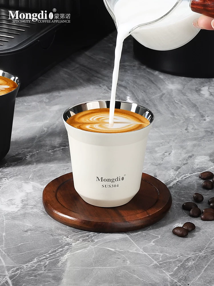 Mongdio Cốc cà phê Ý cốc chiết xuất espresso cốc bắt chất lỏng cốc cách nhiệt bằng thép không gỉ cốc espresso chịu nhiệt hai lớp