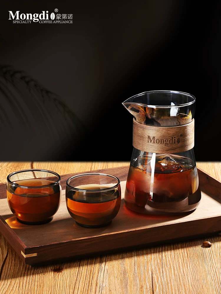 Bình pha cà phê Mongdio, bình cà phê thủy tinh gia dụng, bộ pha cà phê thủ công, cốc lọc, bình pha cà phê lạnh, cốc chia sẻ