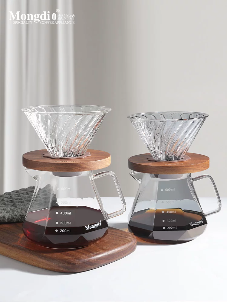Bình pha cà phê kiểu Pour-over Mongdio, bình chia sẻ, bình pha cà phê bằng kính, cốc lọc cà phê Pour-over, phễu lọc cà phê V60