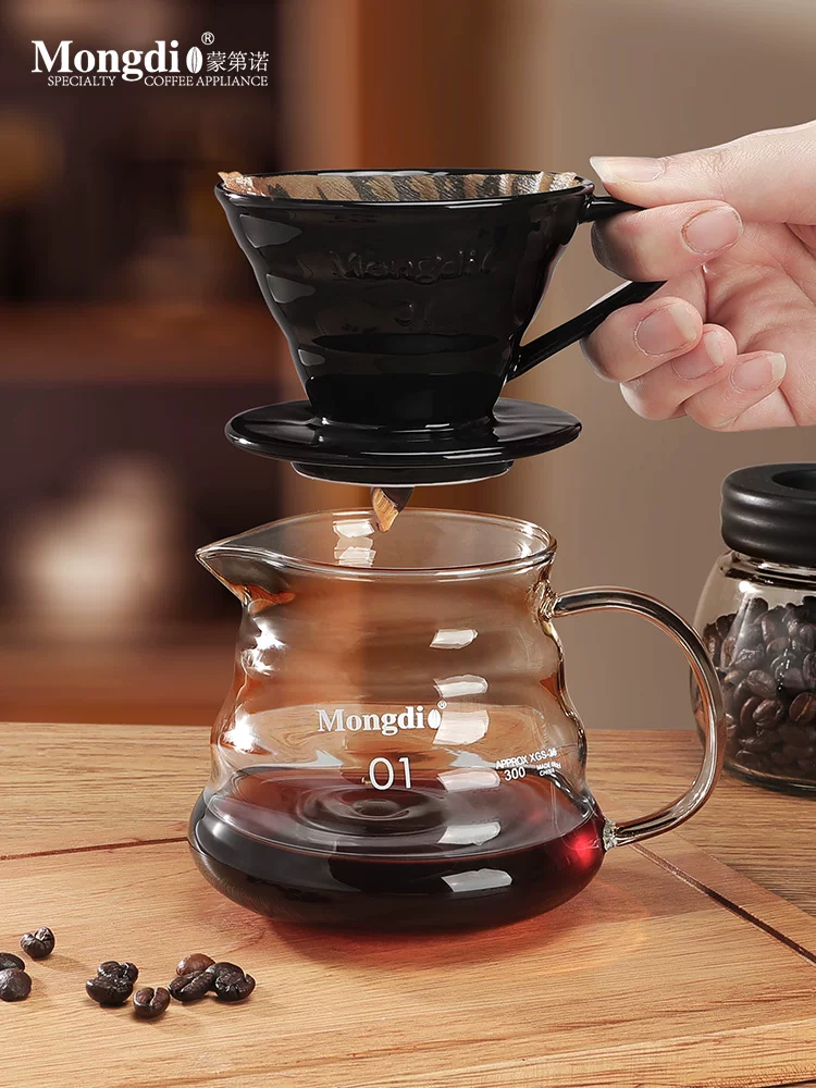 Cốc lọc gốm Mongdio, cốc lọc cà phê kiểu pour-over, phễu lọc V60, bình lọc cà phê, bình chia sẻ cà phê bằng kính