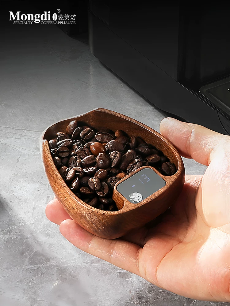 Cân điện tử cà phê Mongdio, khay cân cà phê gỗ óc chó, cân cà phê, thiết bị cân chuyên dụng pha cà phê thủ công kiểu Ý