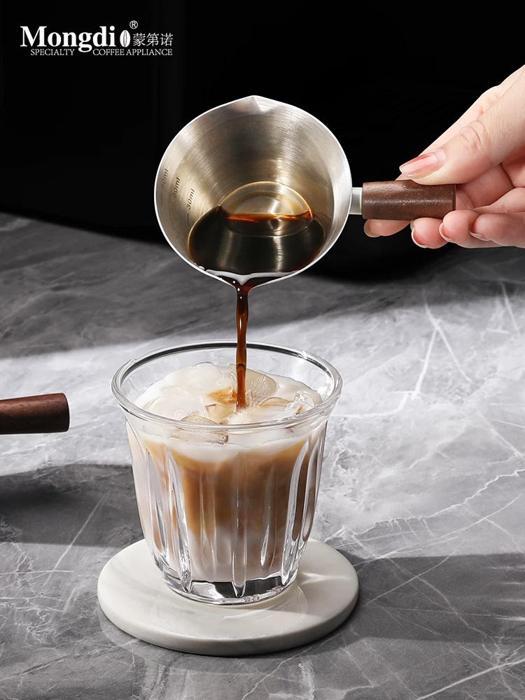 Cốc chiết xuất cà phê Mongdio cốc đo bằng thép không gỉ cốc espresso máy pha cà phê cốc đựng chất lỏng có cân bình sữa nhỏ