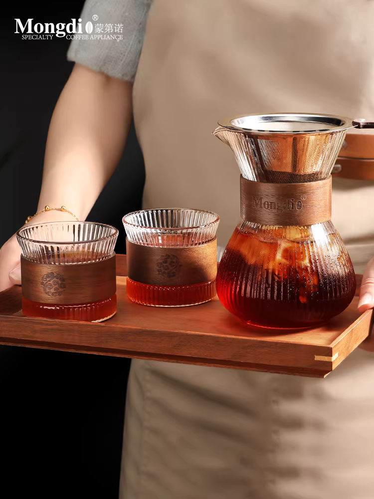 Bộ ấm pha cà phê Mongdio, bình pha cà phê bằng kính, bộ lọc cà phê nhỏ giọt, cốc chia sẻ, bình pha cà phê lạnh
