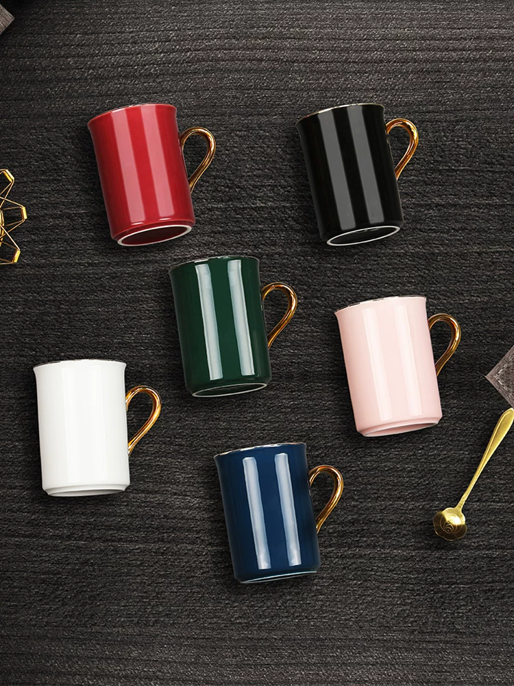 Bộ tách cà phê kết hợp, cốc sứ thẩm mỹ cao cấp, phong cách châu Âu đầy màu sắc, sang trọng nhẹ nhàng, tách trà phòng khách tinh tế.