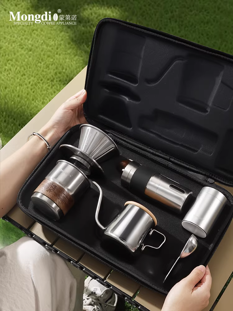 Mongdio pha cà phê thủ công Bộ máy xay cà phê cầm tay máy pha cà phê cắm trại ngoài trời thiết bị pha cà phê hộp quà tặng dụng cụ pha cà phê