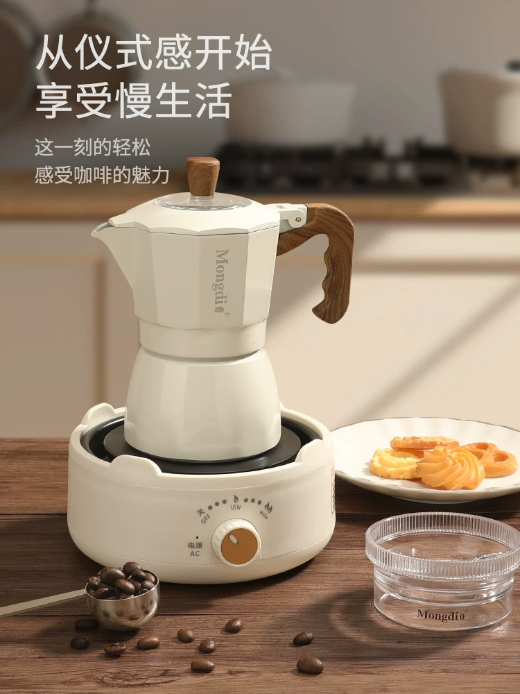 Bộ máy pha cà phê moka pot hai van Mongdio, máy pha cà phê espresso, thiết bị pha cà phê thủ công