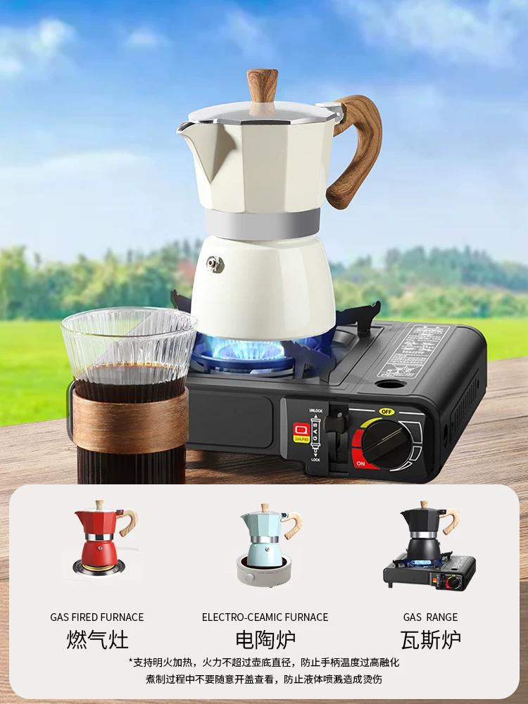 Bộ pha cà phê espresso tại nhà bằng bình Moka, di động, pha cà phê thủ công ngoài trời