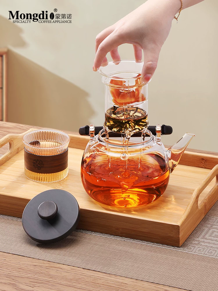 Ấm trà thủy tinh Mongdio 2024 mẫu mới cao cấp chịu nhiệt cao, máy pha trà điện, ấm đun nước bằng gốm điện, ấm pha trà