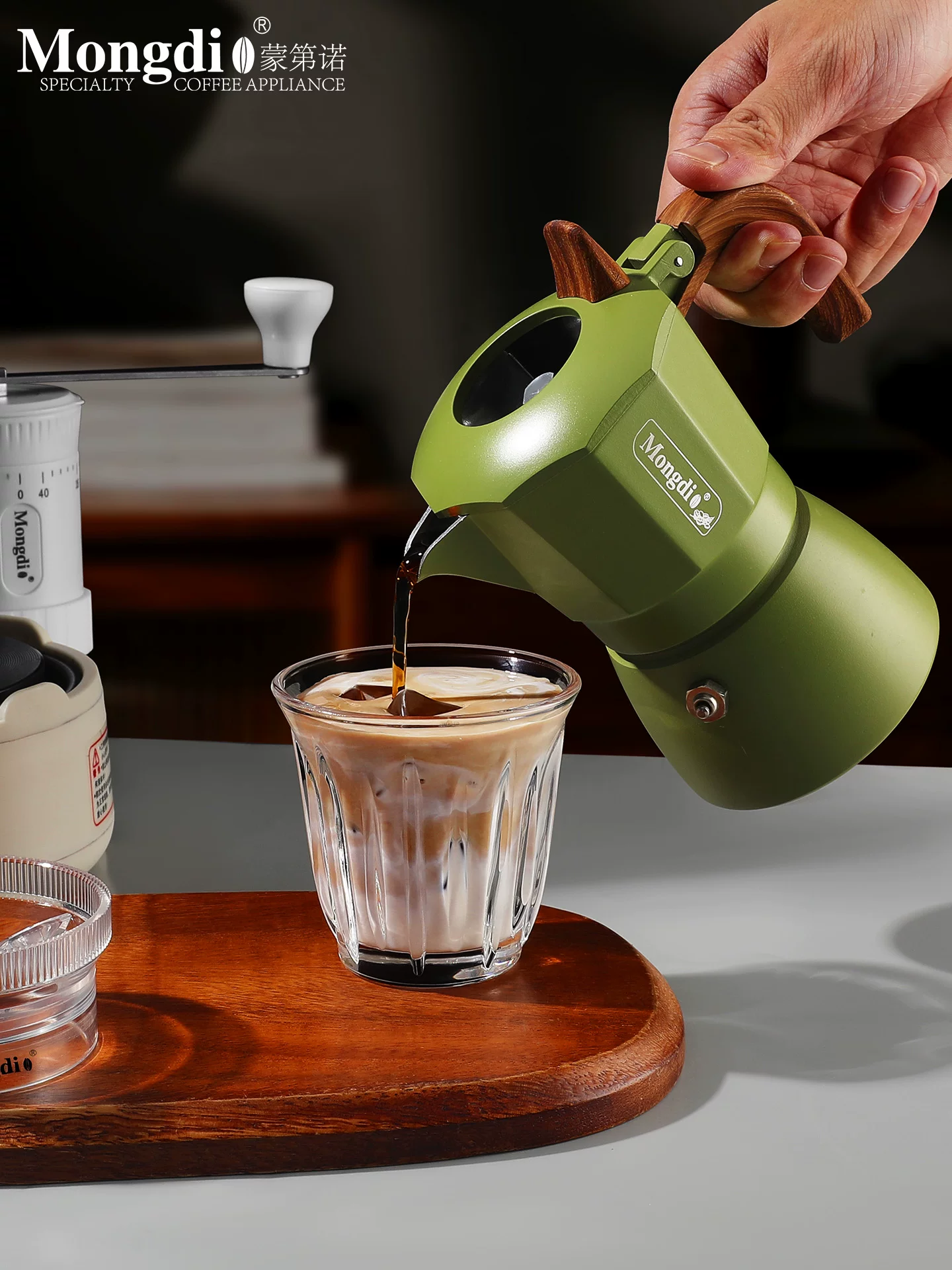 Bộ pha cà phê Moka pot hai van Mongdio, máy pha cà phê espresso gia dụng, ấm pha cà phê Moka