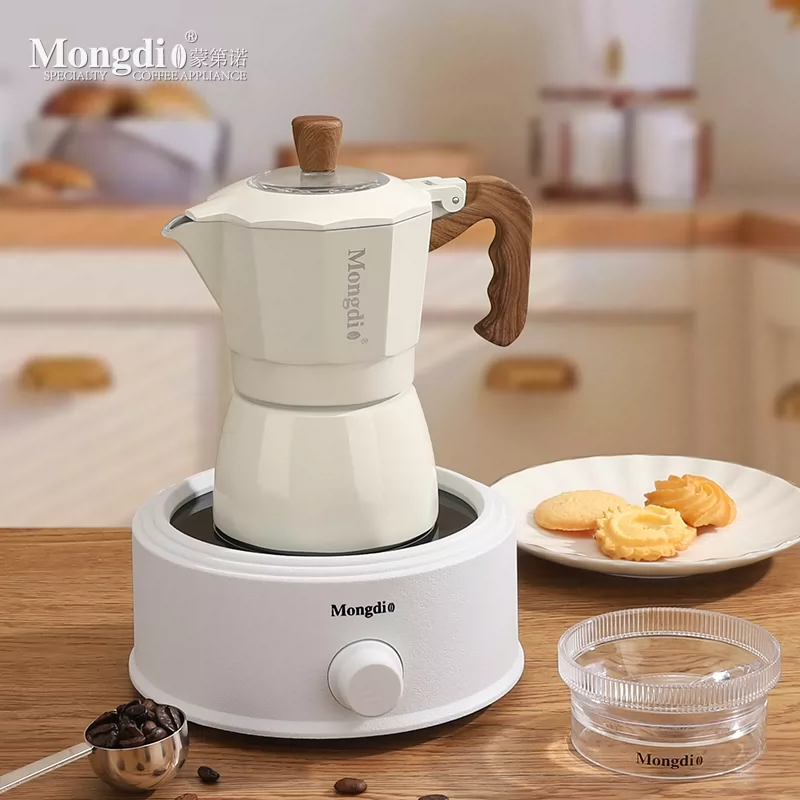 Bộ ấm pha cà phê moka van đôi Mongdio, ấm pha cà phê moka, máy pha cà phê gia đình, máy pha cà phê espresso