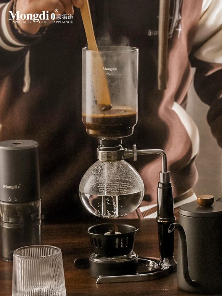 Bộ ấm pha cà phê kiểu siphon Mongdio, lò nướng sóng ánh sáng, bộ ấm pha cà phê kiểu siphon, bếp điện, đèn halogen, máy pha cà phê