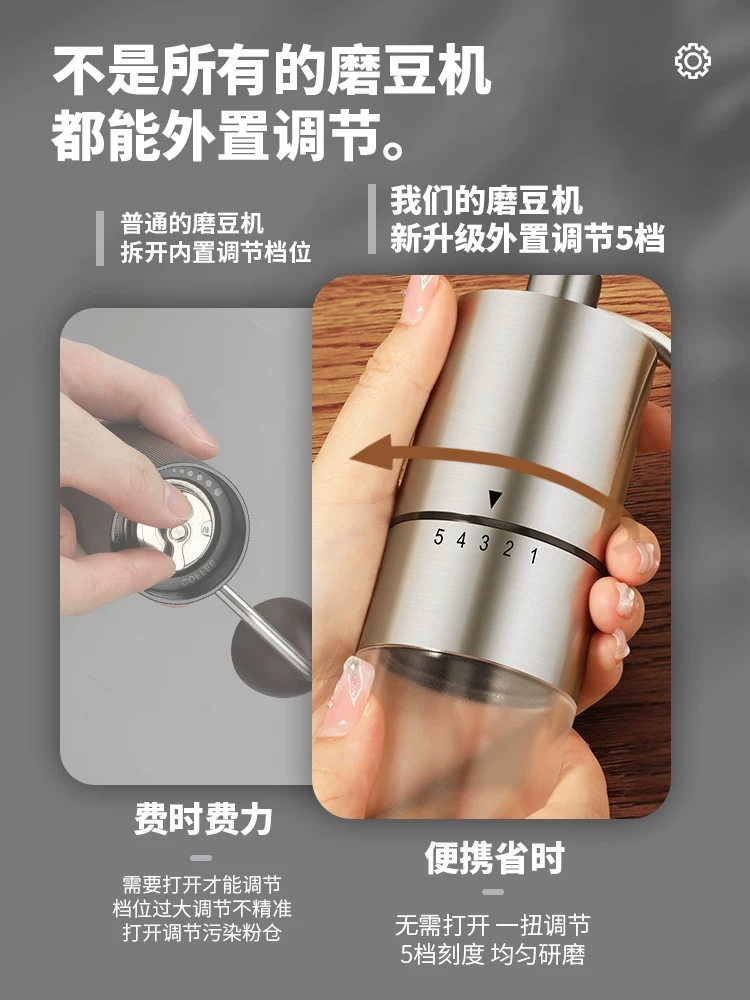Máy xay cà phê quay tay Mongdio, máy xay cà phê thủ công nhỏ dành cho gia đình, máy xay hạt cà phê thủ công