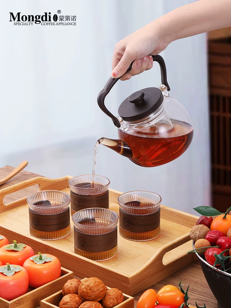 Bộ ấm pha trà và bếp điện trong nhà Mongdio, mẫu bếp điện gốm sứ mới năm 2024 để pha trà.