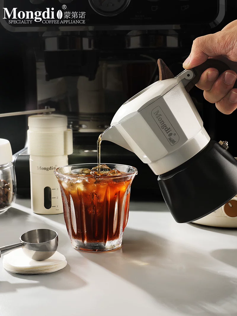 Mongdio Moka pot Moka bình pha cà phê van đôi Moka pot máy pha cà phê máy pha cà phê espresso gia đình nhỏ