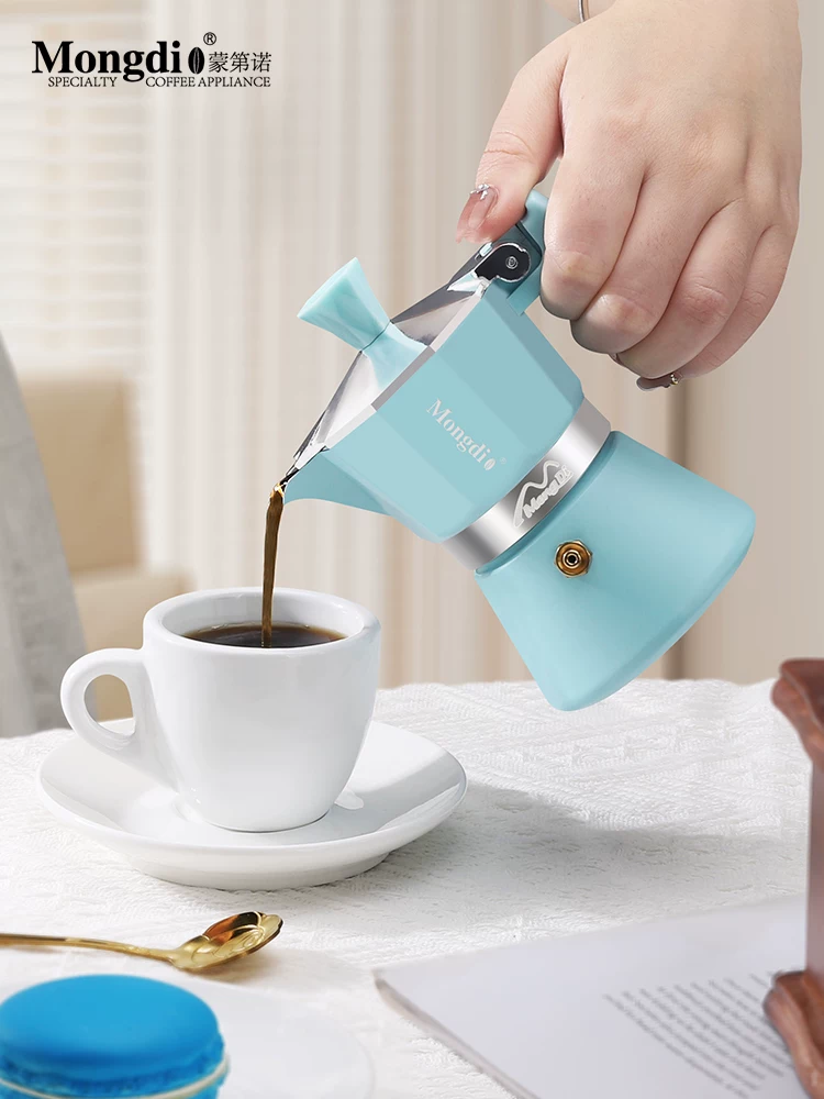 Mongdio mini moka pot hộ gia đình máy pha cà phê nhỏ moka cà phê pha cà phê kiểu Ý máy pha cà phê chiết xuất nồi
