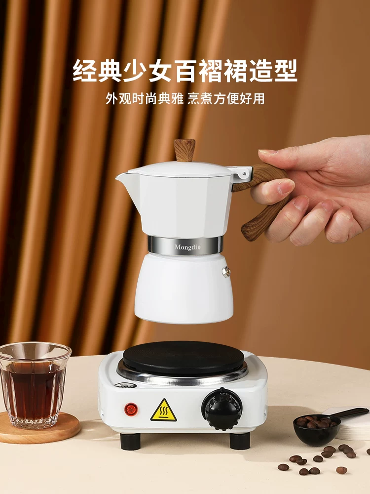 Bộ quà tặng máy pha cà phê Moka Mongdio, bộ máy xay cà phê, thiết bị pha cà phê, bình pha cà phê espresso