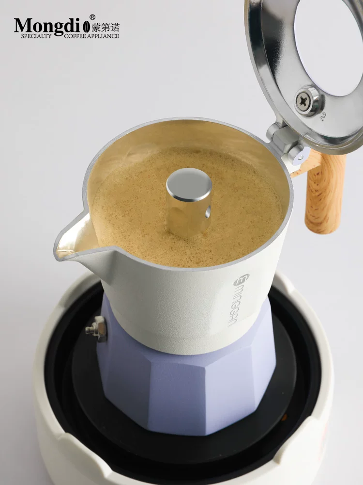 Máy pha cà phê Mongdio Moka pot hai van, máy pha cà phê espresso, máy pha cà phê nhỏ gọn cho gia đình