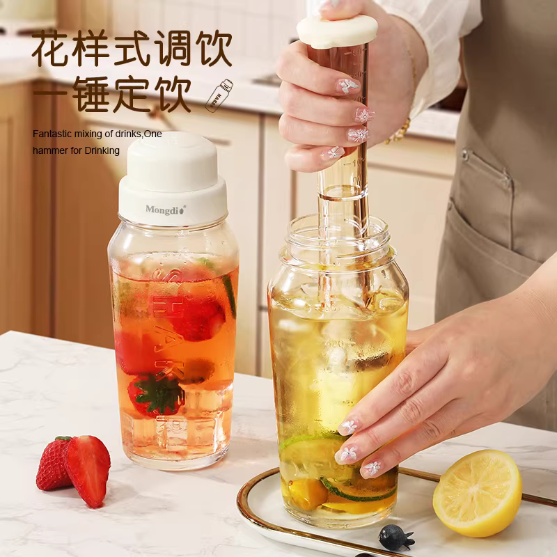 Bộ dụng cụ pha chế cocktail bằng thủy tinh Mongdio, dụng cụ làm nước ép trà chanh bằng tay.