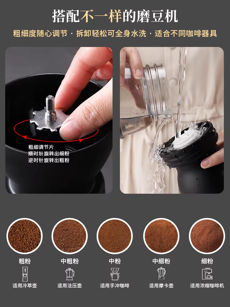 Bộ pha cà phê thủ công dùng tại nhà, bao gồm dụng cụ pha cà phê, bộ lọc cà phê, bình chia cà phê, máy xay và bộ ấm pha cà phê thủ công.