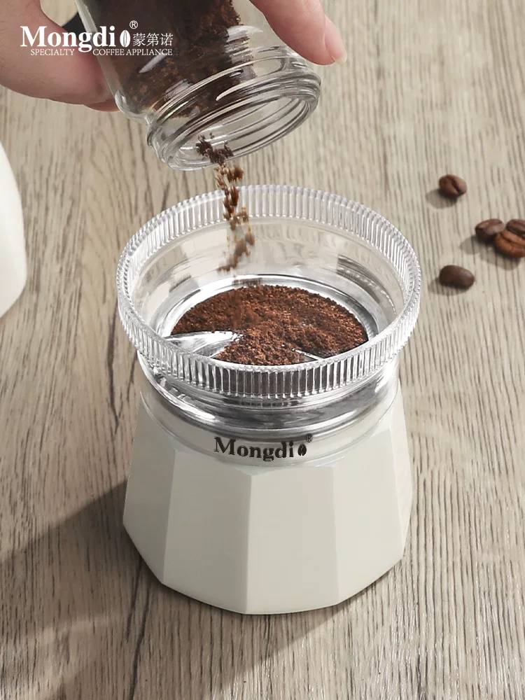 Mongdio Moka pot nhà phân phối bột cà phê bột ép vòng bột làm đầy bột chống bắn tung tóe phụ kiện đặc biệt dụng cụ phân phối bột
