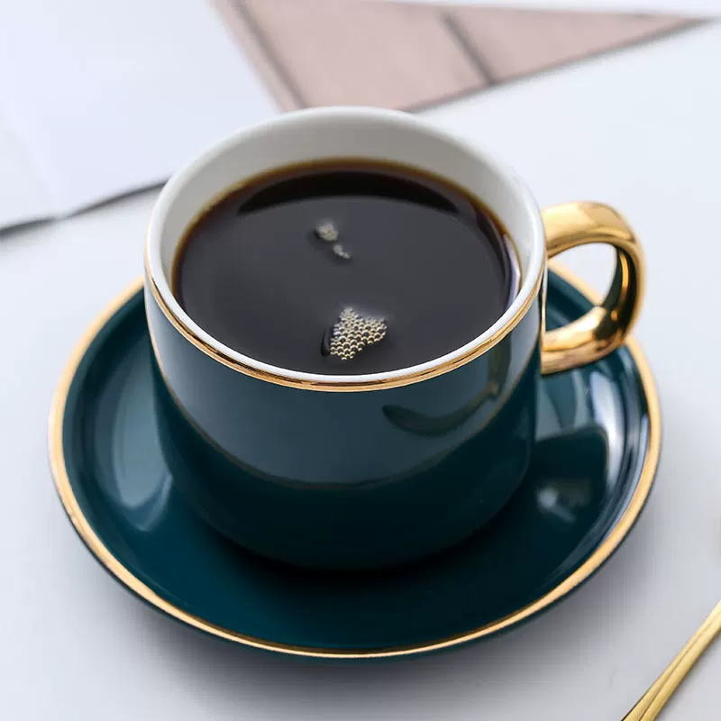 Bộ tách cà phê Mongdio latte dùng trong gia đình, phong cách châu Âu, sang trọng nhỏ gọn, phong cách ins, bộ cốc và đĩa sứ cao cấp tinh tế.