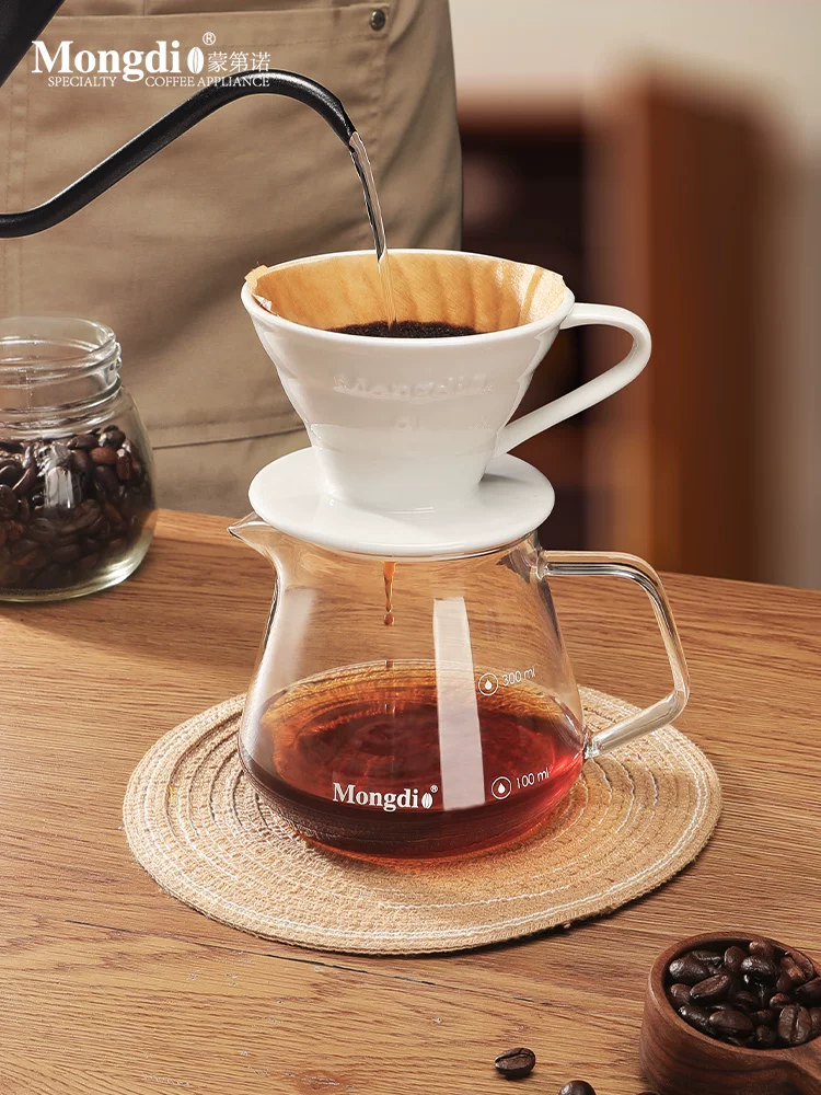 Cốc lọc gốm Mongdio, cốc lọc cà phê kiểu pour-over, phễu lọc V60, bình lọc cà phê, bình chia sẻ cà phê bằng kính