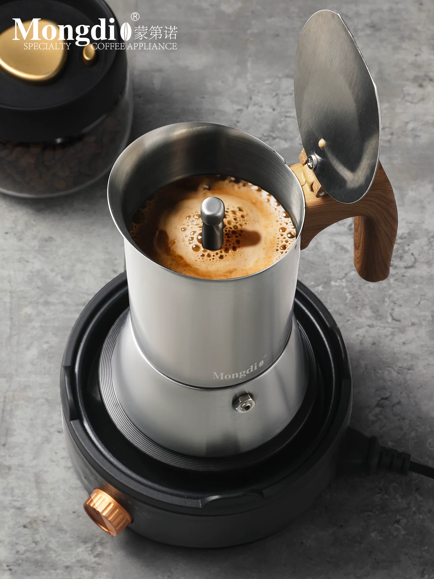 Máy pha cà phê Moka bằng thép không gỉ Mongdio, bộ dụng cụ pha cà phê Moka, bộ dụng cụ pha cà phê