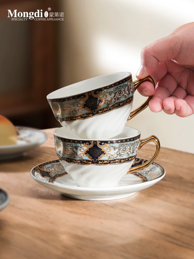 Mongdio gốm sứ cà phê cao cấp tinh tế bộ cốc và đĩa đựng cà phê tại nhà cà phê latte nghệ thuật cốc retro cốc cà phê