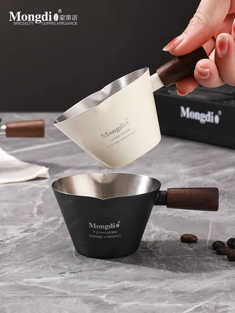 Cốc chiết xuất cà phê Mongdio cốc đo bằng thép không gỉ cốc espresso máy pha cà phê cốc đựng chất lỏng có cân bình sữa nhỏ