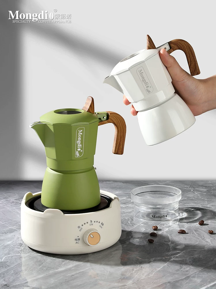 Máy pha cà phê moka pot hai van Mongdio, máy pha cà phê espresso, bộ ấm pha cà phê thủ công