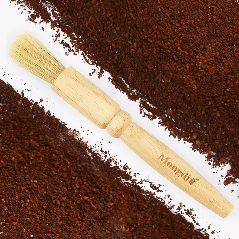 Bàn chải vệ sinh máy xay cà phê Mongdio, bàn chải vệ sinh tay cầm bằng gỗ tự nhiên cho máy pha cà phê, bàn chải vệ sinh bã cà phê quán cà phê