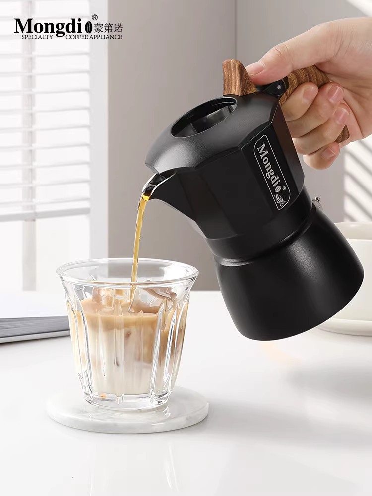 Máy pha cà phê Moka pot thế hệ thứ ba của Mongdio Máy pha cà phê espresso van đôi nhỏ gọn dành cho hộ gia đình