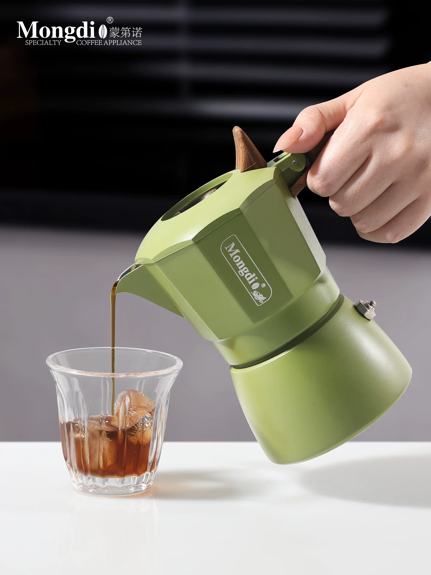 Máy pha cà phê moka pot van đôi Mongdio, máy pha cà phê espresso nhỏ gọn cho gia đình, bộ đầy đủ