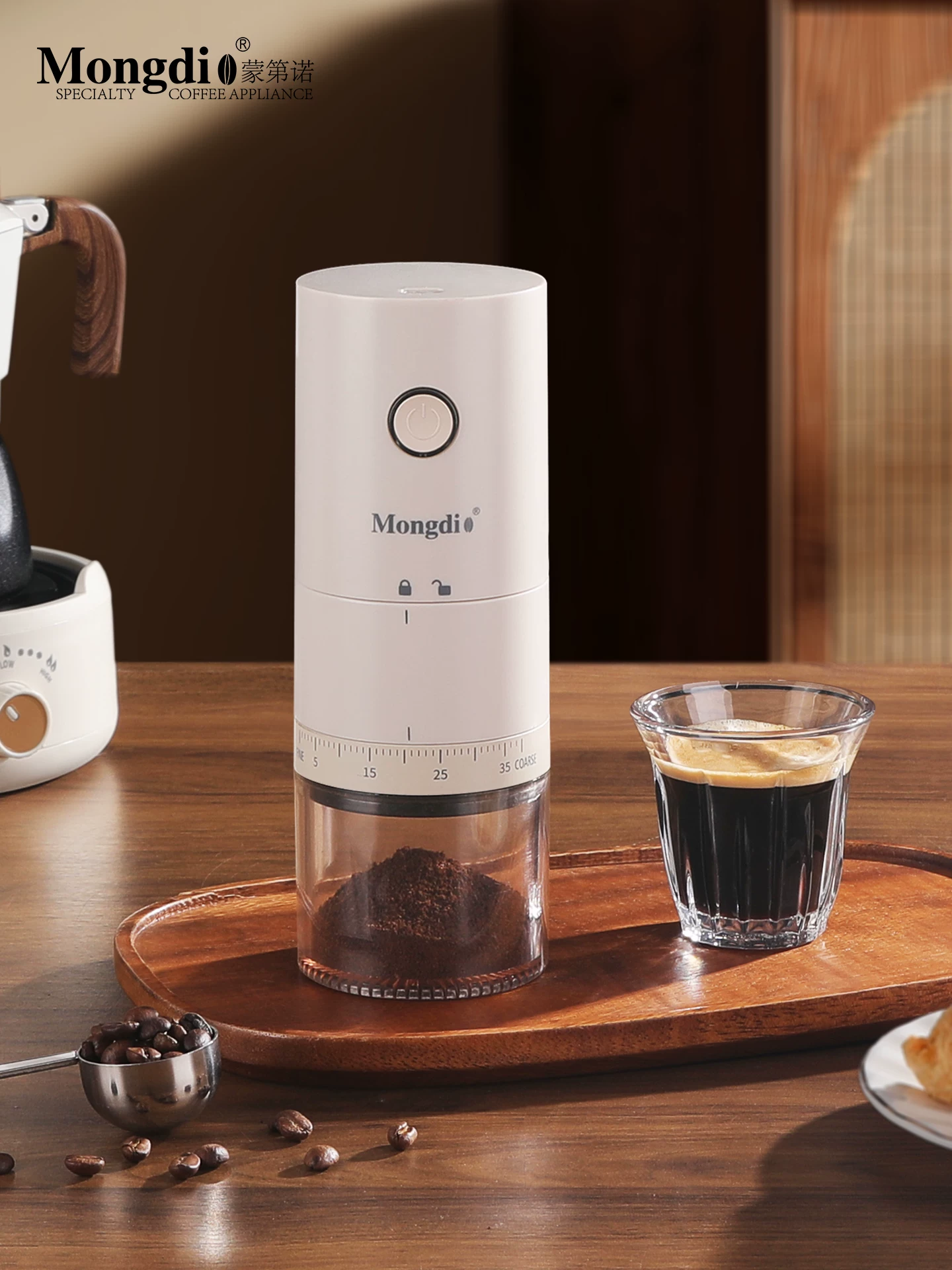 Máy pha cà phê moka pot hai van Mongdio, máy pha cà phê espresso gia đình, bộ ấm pha cà phê moka