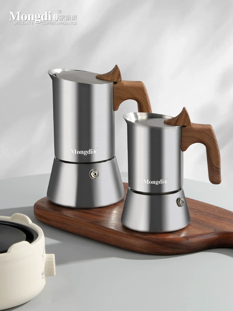 Bộ ấm pha cà phê Mongdio Moka bằng thép không gỉ, ấm pha cà phê Moka, ấm pha cà phê espresso, ấm pha cà phê thủ công
