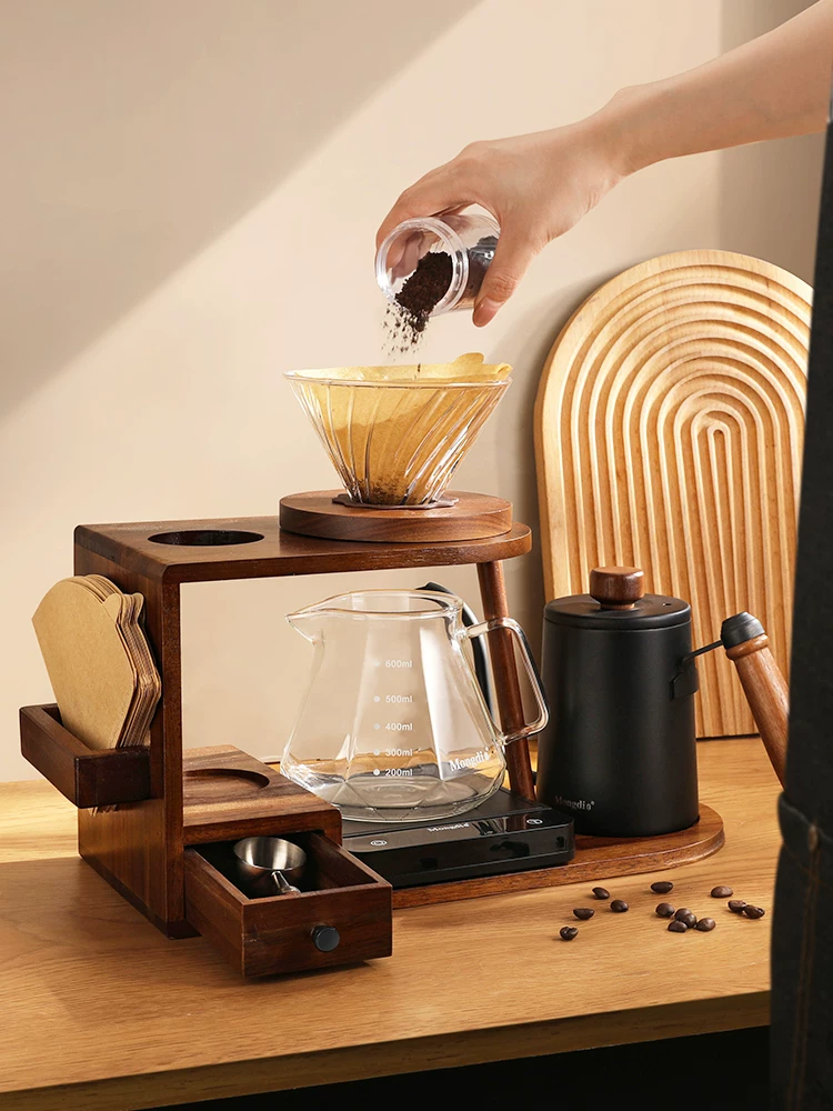 Bộ ấm pha cà phê Mongdio, máy xay cà phê cầm tay, giá để đồ quay tay, thiết bị pha cà phê bằng ấm rót