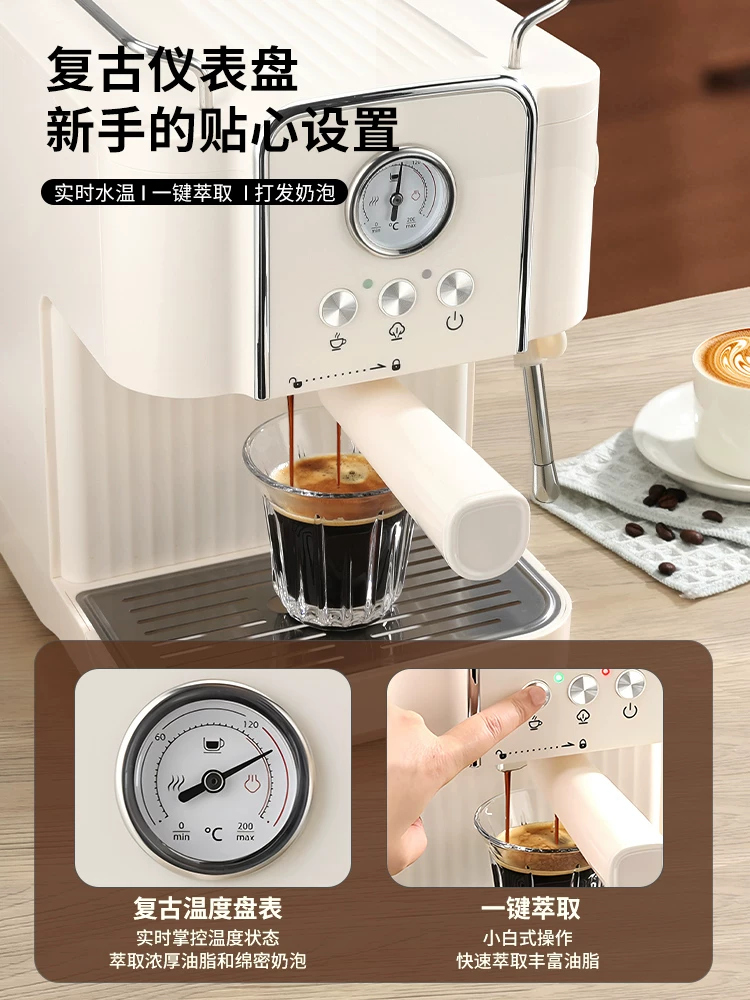 Máy pha cà phê Ý Mongdio dùng trong gia đình, chiết xuất hơi nước áp suất cao bán tự động nhỏ, máy tạo bọt sữa mini cô đặc.