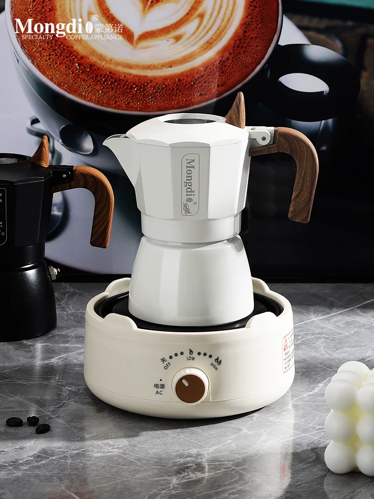 Bình pha cà phê moka van đôi thế hệ thứ ba của Mongdio để pha cà phê, bình pha cà phê moka gia đình nhỏ, máy pha cà phê espresso