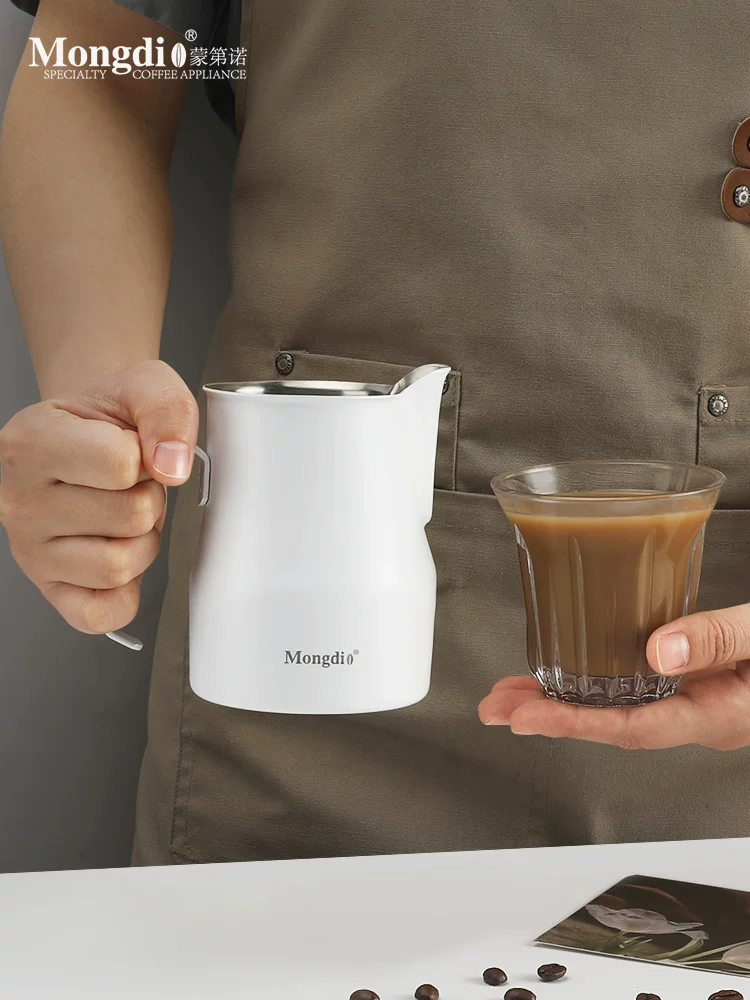 Bình tạo bọt sữa Latte Art Mongdio, dụng cụ tạo bọt sữa Latte Art chuyên nghiệp bằng thép không gỉ 304, cốc tạo bọt sữa Latte Art